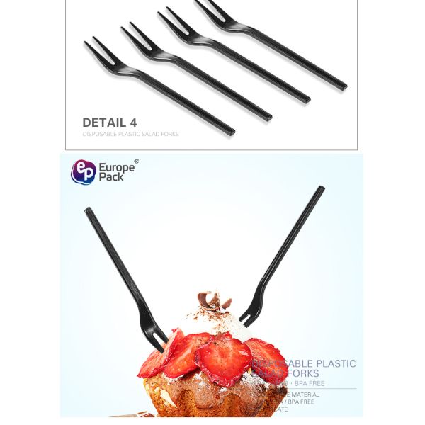 Hot Sale New Products disposable PS plastic two prong fruit fork