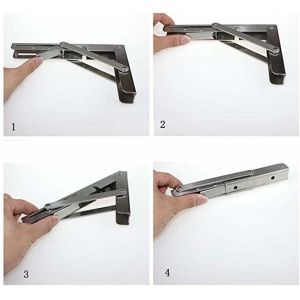 White K Shaped Stainless Bracket Folding Floating Shelf Mounting Brackets 1.5mm