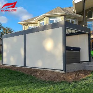 Smart Remote Controlled Aluminum Garden Pergola Waterproof Windproof Gazebo