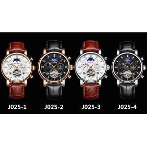 Automatic Mechanical Watch Leather Moon Phase With Diamond Crystal Mechanical