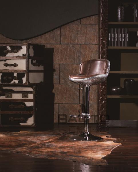 Buy antique black leather bar stool with aluminium shell,#K623AB at wholesale prices