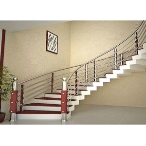 Curved Stainless Steel Railing / Interior Metal Stair Railing Good Horizontal