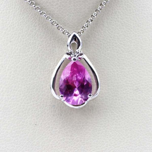 Women Jewelry 18K Rose Gold Plated 925 Silver 8mmx10mm Pear Pink Cubic Zircon Pendant(PSJ0421)