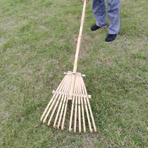 12 Tine 140cm Bamboo Rake Handmade For Pool Leaf Garden Lawn Rake