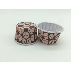 Orange Paper Cake Cups , PET Coated Film Disposable Baking Cups With Lids