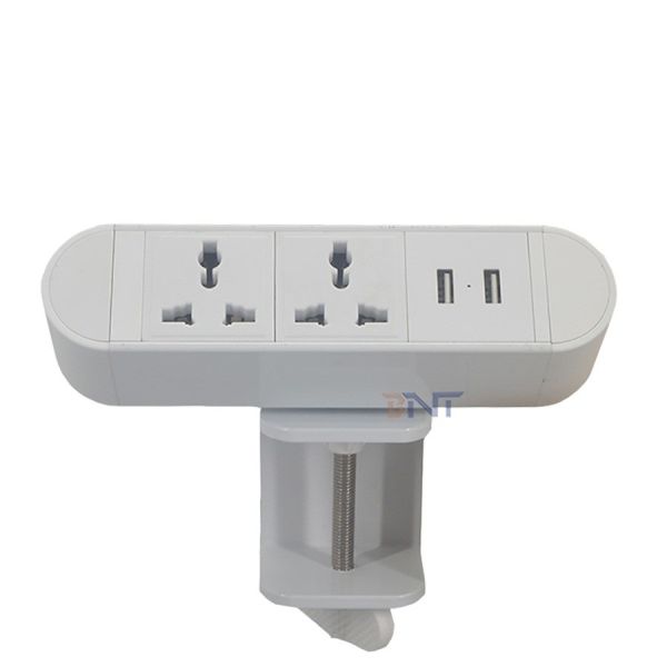 Buy 2021 6.56 Ft Cord Power Outlet Station With 2 Universal 2 USB Ports White Furniture Desk Power Strip Socket Distribution at wholesale prices