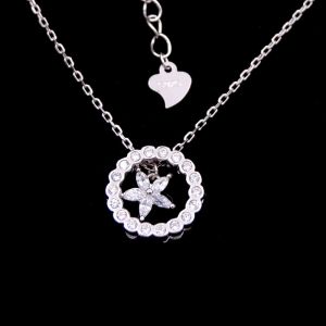 Attractive Silver Cubic Zirconia Necklace , Bell Chain 925 Silver Choker