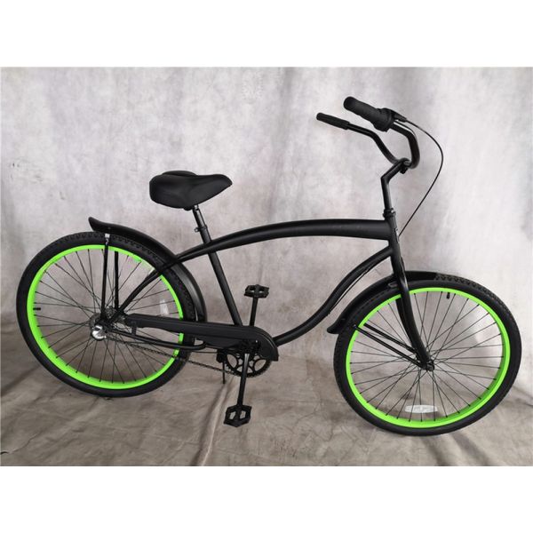 26 Inch Adults Mens Single Speed Comfort Beach Cruiser Bike Matte Black Ready to Ship