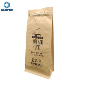 Flat Bottom k Glossy 150g Brown Kraft Paper Coffee Bags