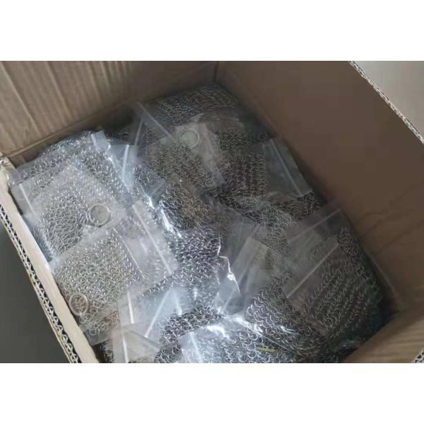 4X4 Inch Ring Mesh Stainless Steel Pot Scrubber For Kitchen Square Shape