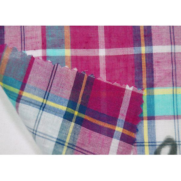 Buy Thin Tulle Cotton Yarn Dyed  Fabric Excellent Color Fastness With Grid Pattern at wholesale prices