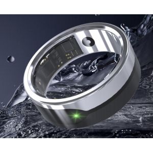 Black Fitness Tracker Smart Ring With Emergency SOS Long-Lasting Battery