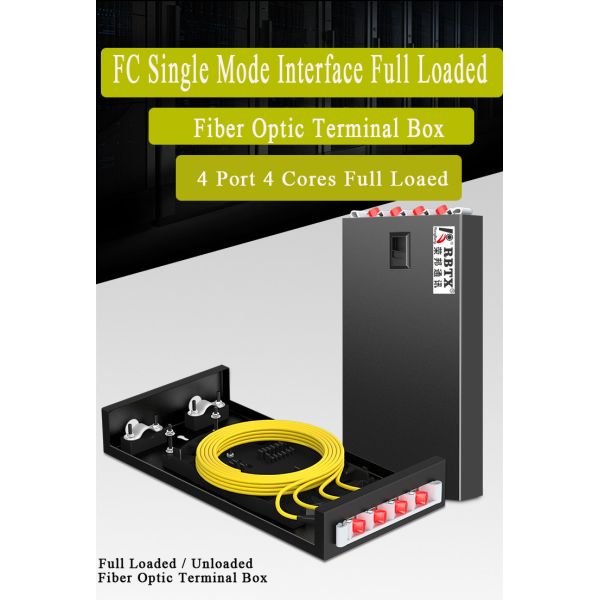 Rongbang Fiber Optic Terminal Box FC 4 Ports 4 Cores Rack Mount Single Mode Full Loaded