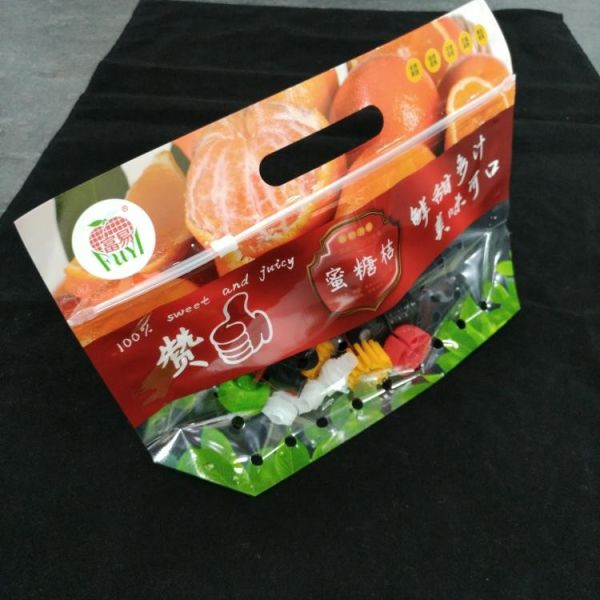 High quality Custom printed grape packaging plastic PP k bag with hole punch