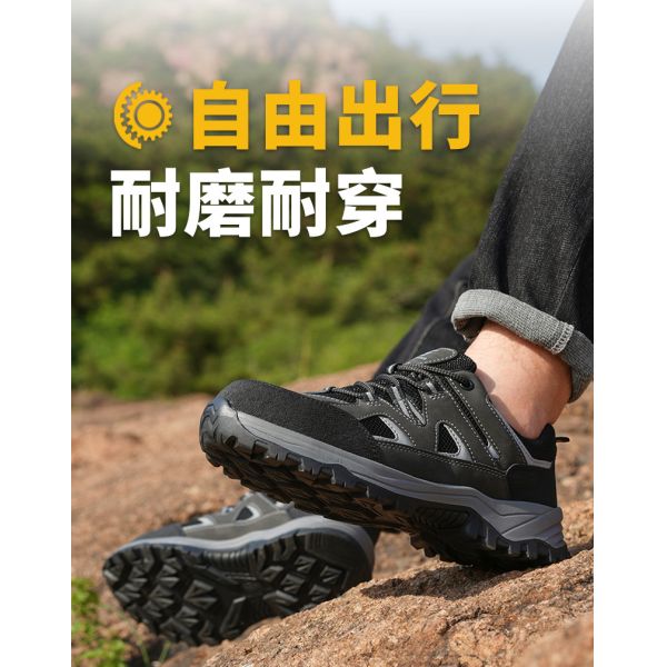 Kevlar Midsole Anti-stab Steel Toe Black Microfiber Flying Knit Work Shoes For Industrial Safety