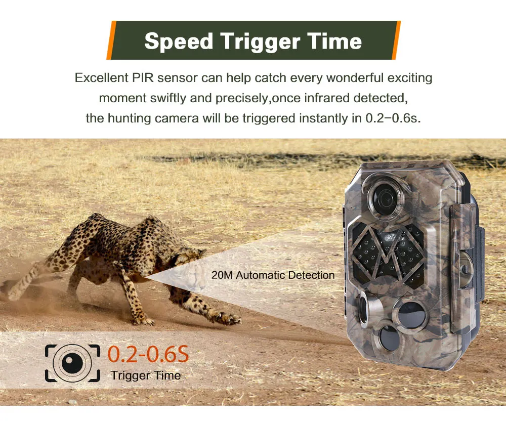 32MP 4K Hunting Camera with 3 PIR 120° Range Night Vision 45 LEDs Waterproof Scouting Camera for Observe Animals Home Security