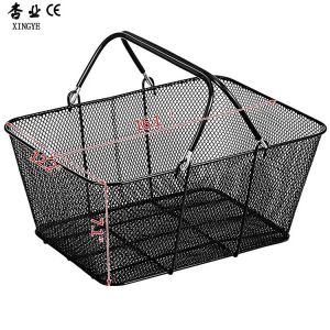 Factory Custom Size Color Retail Black Metal Wire Mesh Shopping Basket Fish Hook