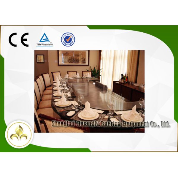 Built In Air Blower Electric Teppanyaki Grill High Efficiency 12 Seats Capacity