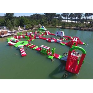 Red and Green Moving Inflatable Aqua Water Park For Sea Or lake