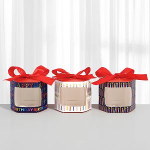 Customizable Paper Box For Hexagonal Windowed Gift Box For Candies Baked Goods