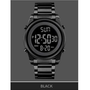 220mm Silvertone 3BAR Stainless Steel Digital Watch Waterproof Digital