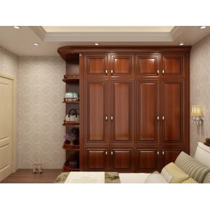 Red Oak Walnut Modern Bedroom Wardrobe Beautiful Wooden Storage Wardrobe
