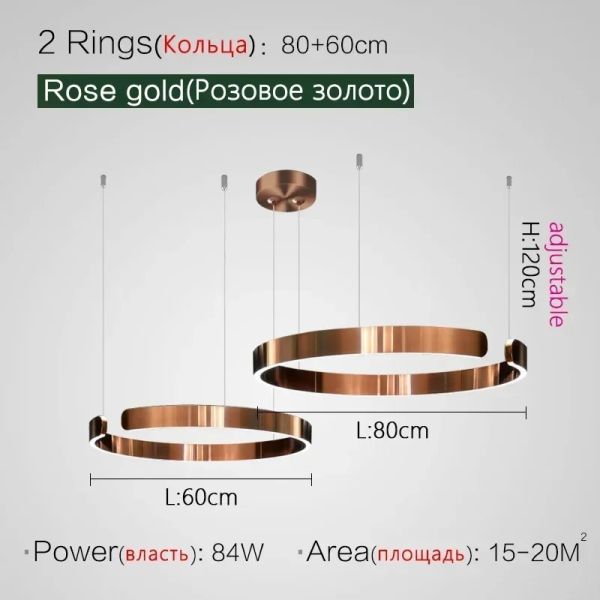 Mininalist Circle Rings Ceiling Chandeliers Hanging Pendant Lighting Aria Multi Light Chandelier（WH-AP-619）