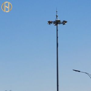 Galvanized 12 Meter High Mast Pole  With Lowering Raising Mechanism