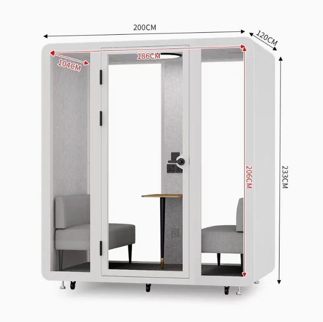 Convertible Two Person Pod Interactive Soundproof Meeting Booth White