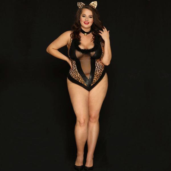 Plus Size Sexy Women′s Bodysuit Lingerie Hot Erotic Latex Catsuit Sex Cosplay Underwear