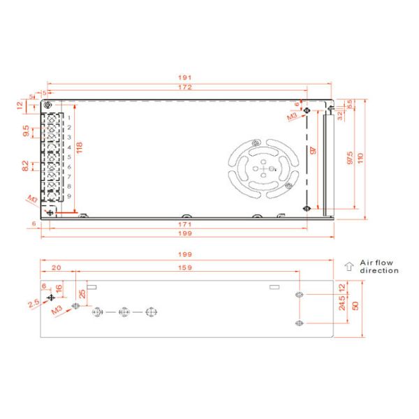 300W High Power LED Power Supply Cooling By Free Air Convection For LED Lighting