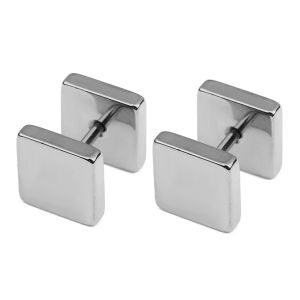 New arrival stainless steel doubled square dumbbell shaped ear studs