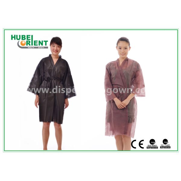 Breathable Disposable Kimono Robe Nonwoven Sauna Gown / Bathrobe Beauty Center