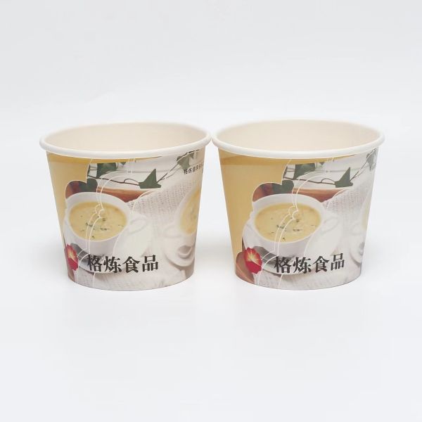 Customized disposable paper bowl round thickened take-out paper soup cup and lid food packaging wholesale
