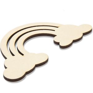 Unfinished Wood Cutouts for Crafts, Rainbow Clouds