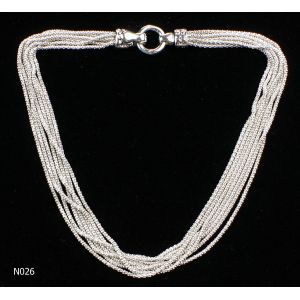 Alloy Unisex Fashion Solid silver Chains Mixed Metal Necklace