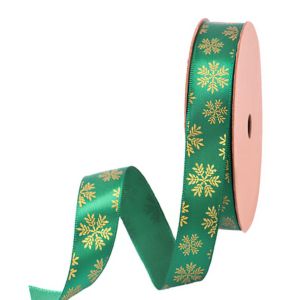 Custom gold foil printed gift polyester satin ribbon with logo