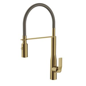 Brushed Golden Brass Kitchen Sink Faucets Single Lever