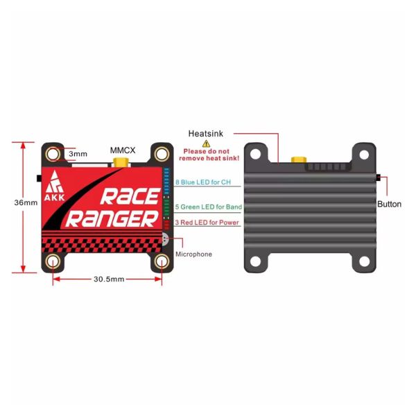 AKK VTX 5.8G 1.6W Long Range Transmitter 5.8Ghz 1000mW 2000mW 3000mW FPV VTX