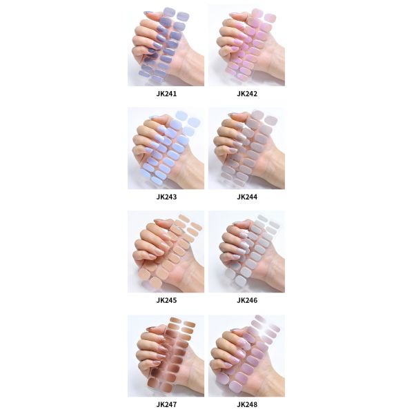 2023 Hot Selling OEM Private Label Gel Nail Sticker Art Design Semi-cured Uv Gel Nail Art Polish Wrap Strips With Lamp