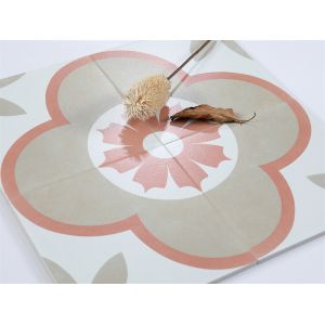 White and Blue Retro Flower Ceramic Rustic Tile 200x200mm