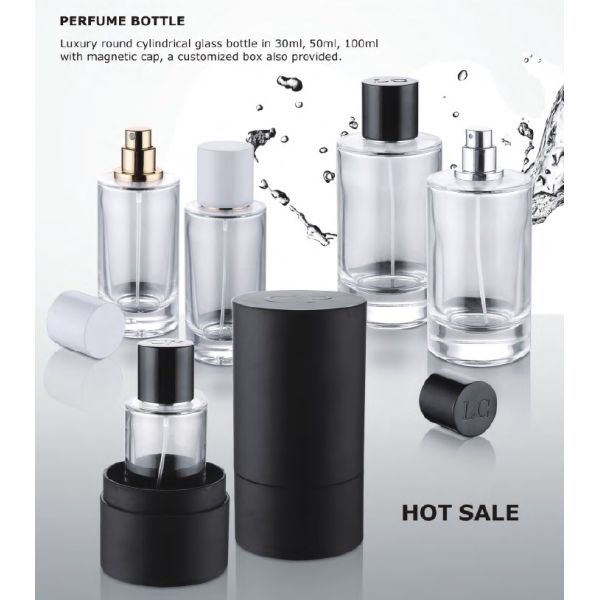 Wholesale 30ml Empty Cylinder Glass Perfume Bottle with Spray Cap