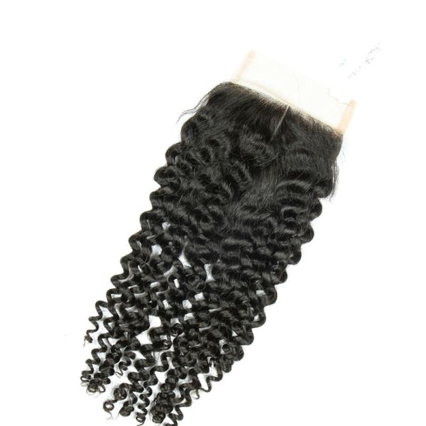 Swiss Curly 4x4 Human Hair Lace Closure No Tangling , High Density