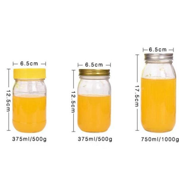 High Quality Honey Jar And Spoon Octagonal glass bottle 375ml 750ml