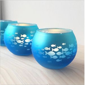 Round electroplating ball shape candle holder with fish decoration for home