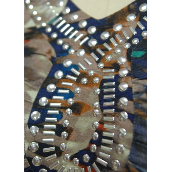 Shining Studs Ladies Long Spring Dresses , Bodycon Long Sleeve Deep V Neck Dress