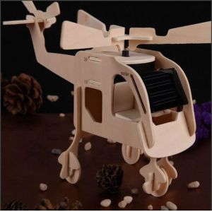 Promotional Solar Powered Educational Solar Toy 3D Puzzle Wood Toys Educational