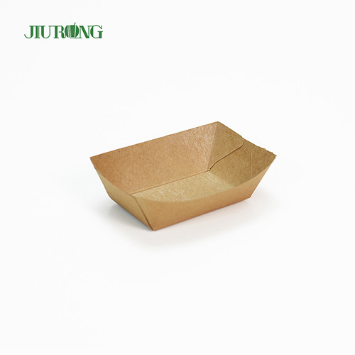 Buy Recyclable disposable paper containers Eco friendly kraft food tray 75mm at wholesale prices