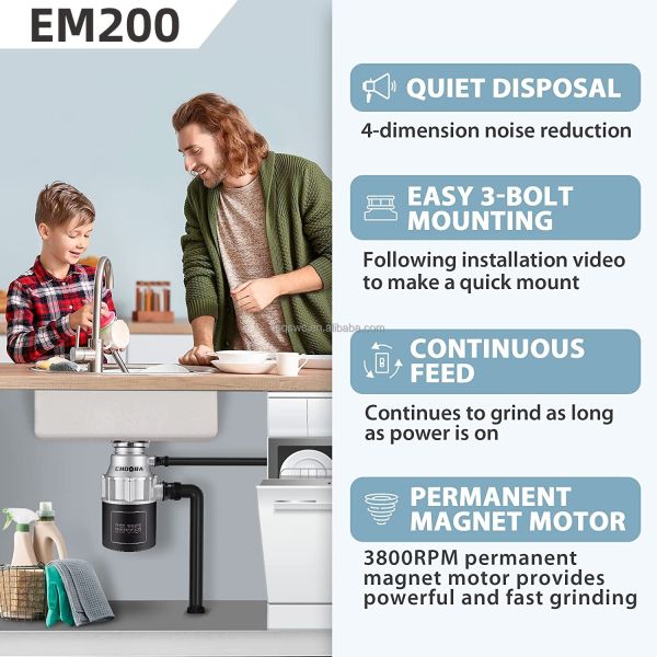 450W Garbage Disposal Machine Household Continuous Food Disposer Waste Kitchen Sink Waste Disposal