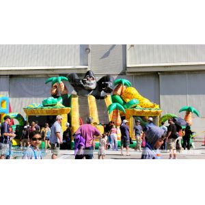 Giant King Kong Inflatable Combo Childrens Bouncy Castle With Slide